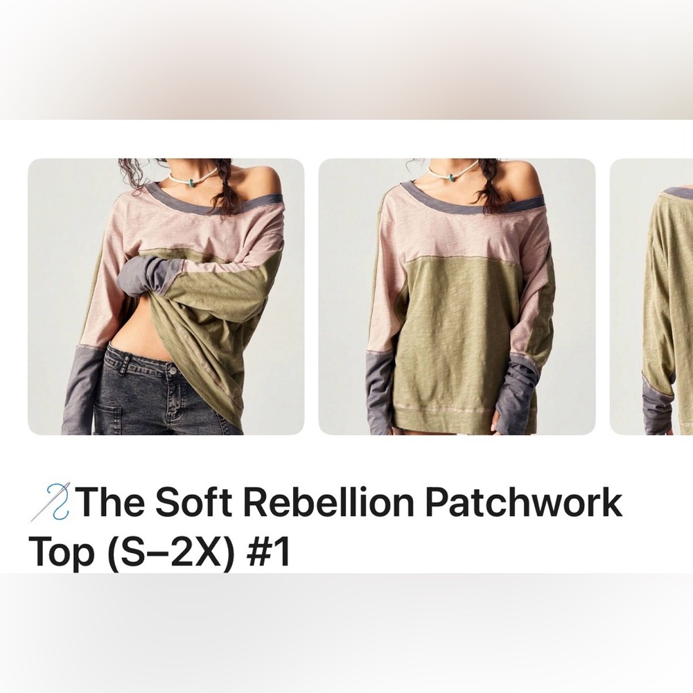 Source Unknown Patchwork Long Sleeve Top - Pink, … - image 1